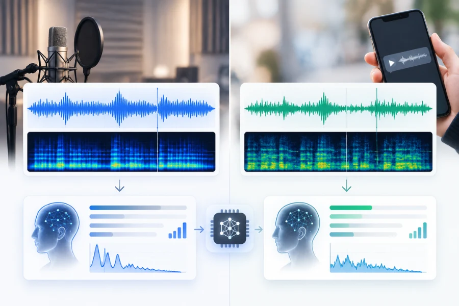 AI voice detector accuracy for clean and compressed audio